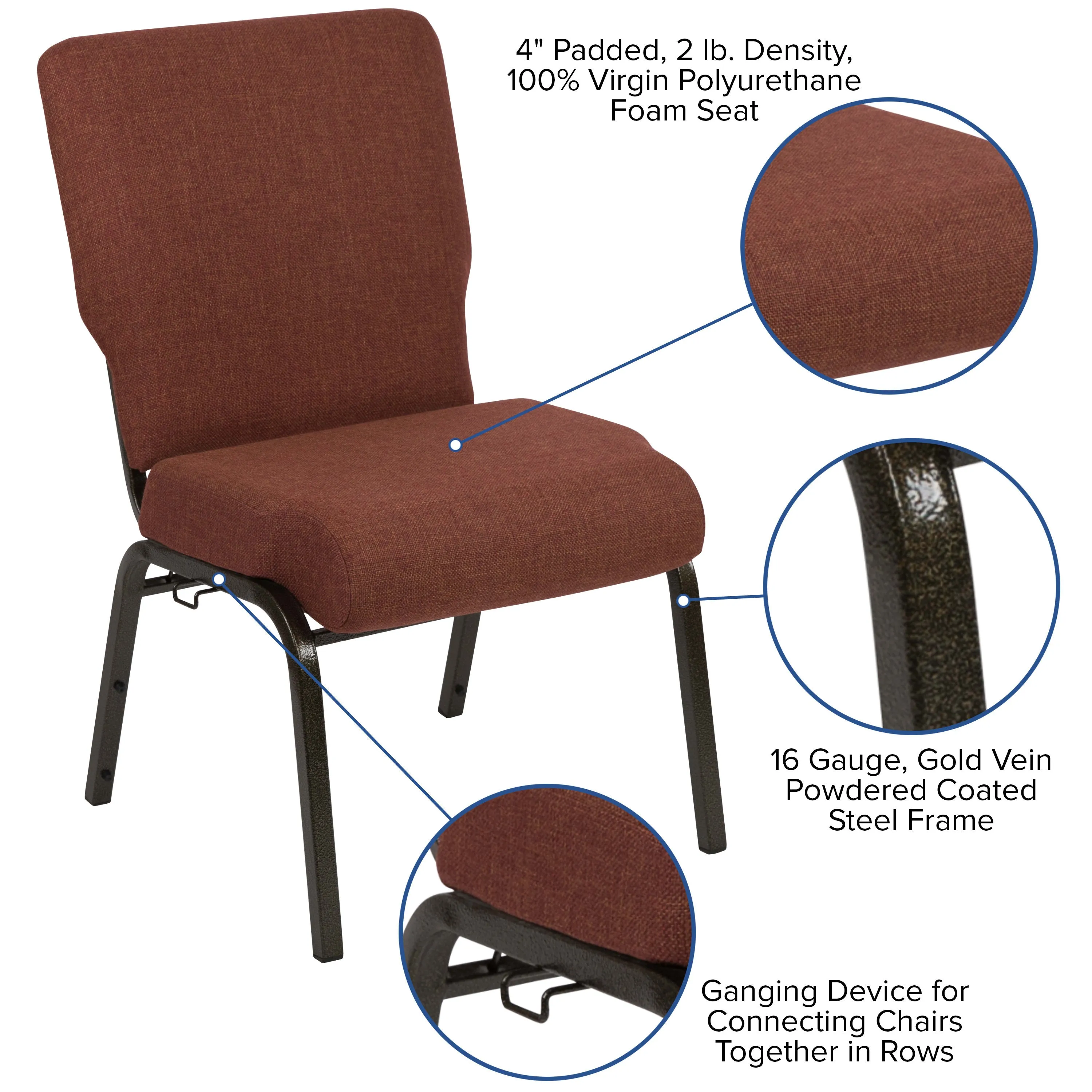 Advantage Auditorium Chair - Stacking Padded Chair - 20.5inch Wide Seat