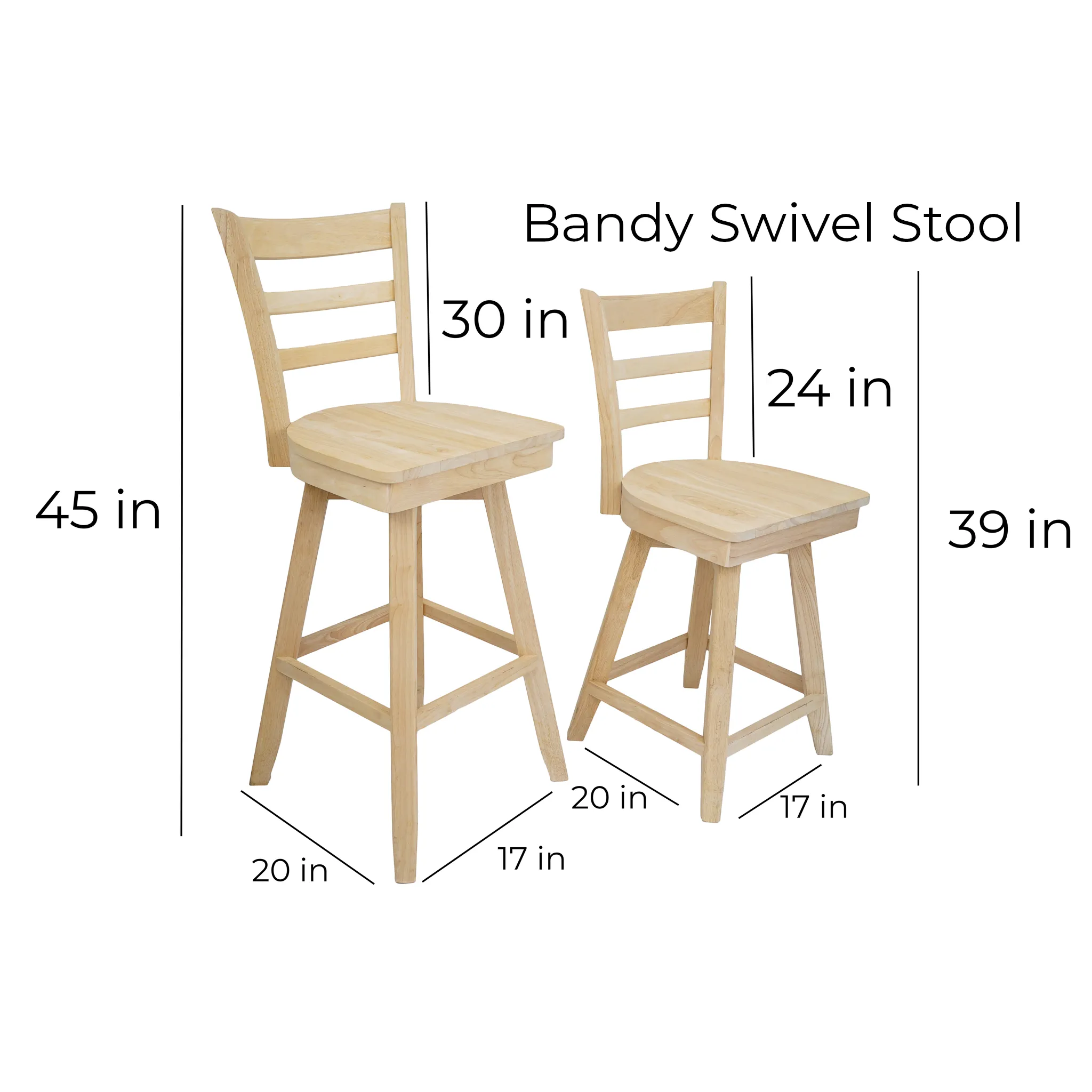 Bandy Bar & Counter Stool – Unfinished