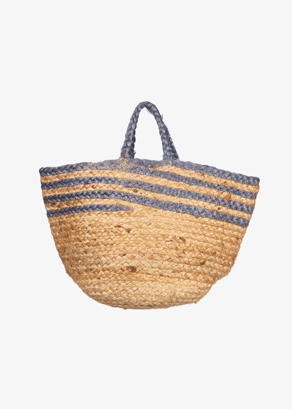 Blue Stripe Jute Storage Basket