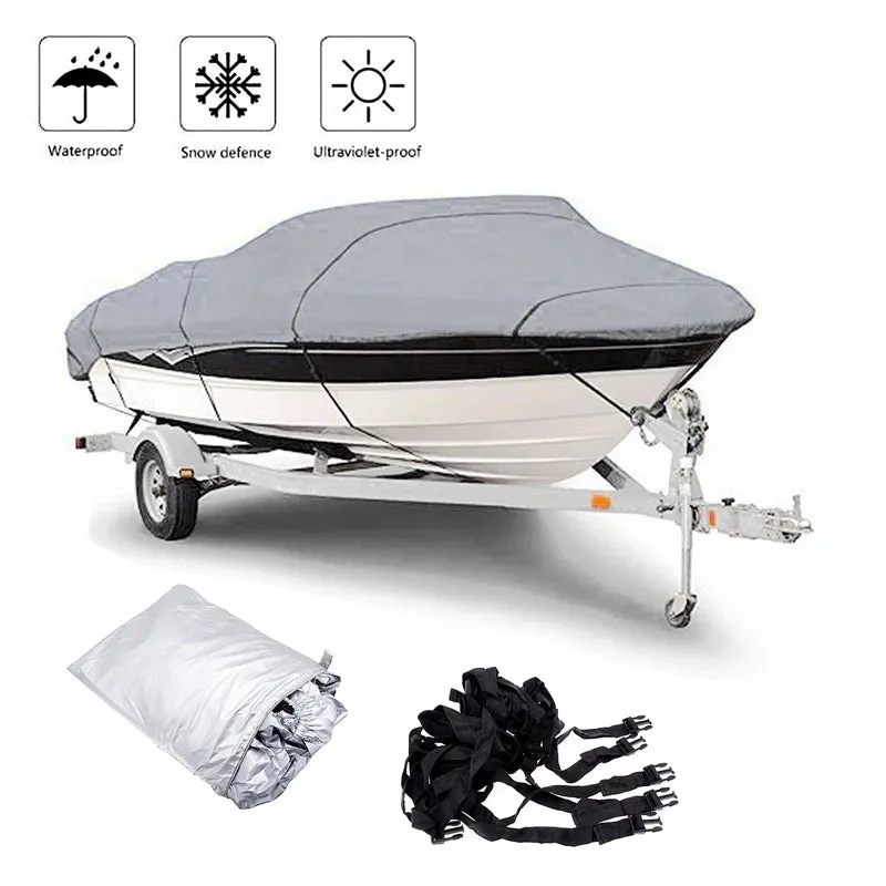 Boat Cover Outdoor Protection Waterproof Fabric Tear Proof Silver Reflective 11-22FT