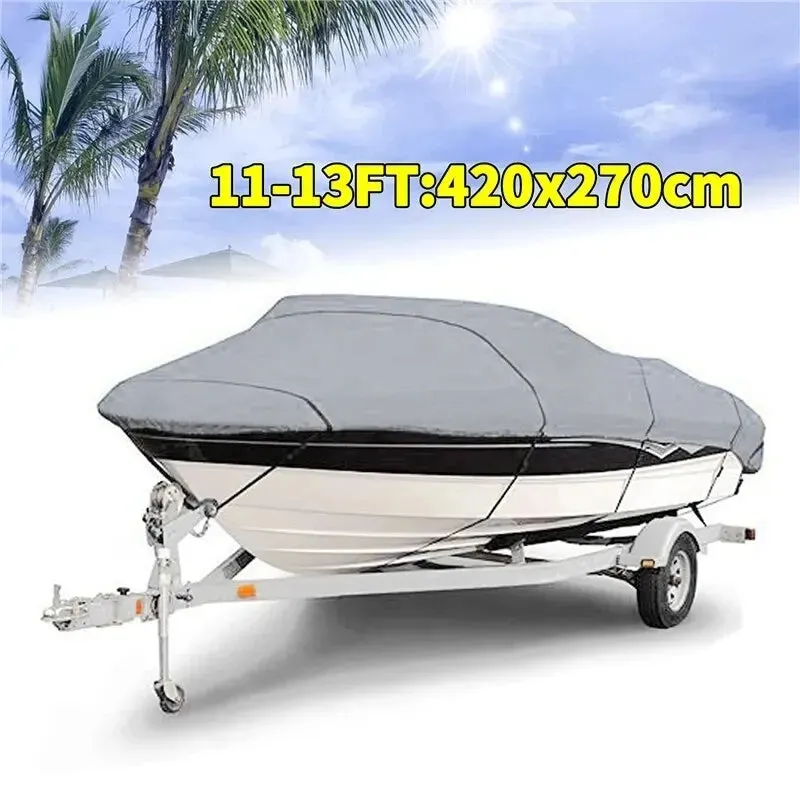 Boat Cover Outdoor Protection Waterproof Fabric Tear Proof Silver Reflective 11-22FT