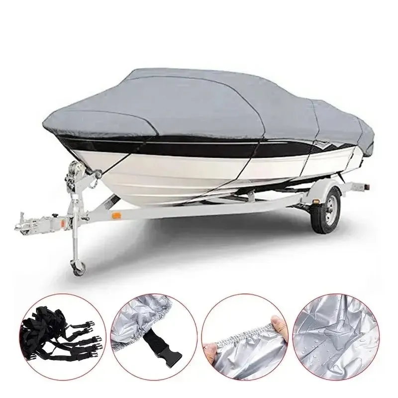 Boat Cover Outdoor Protection Waterproof Fabric Tear Proof Silver Reflective 11-22FT