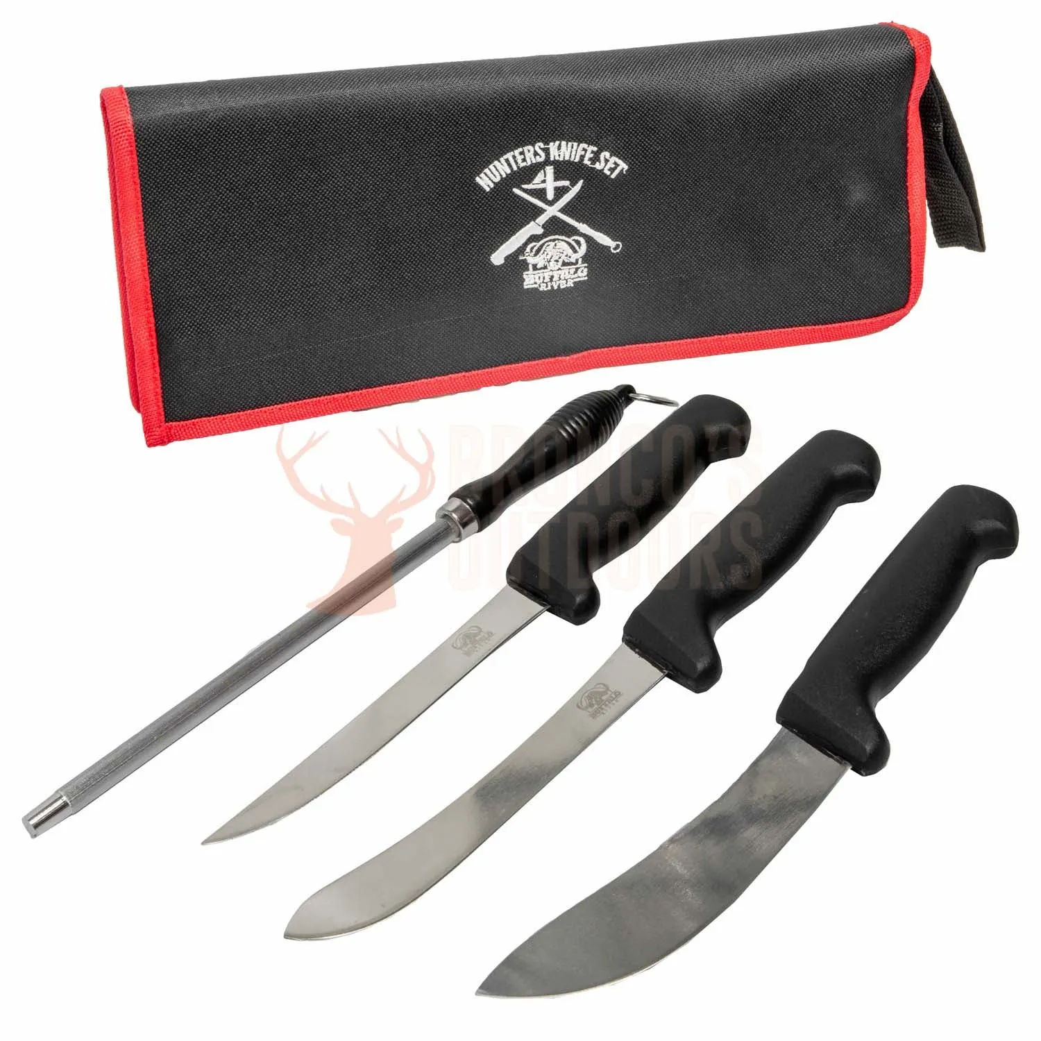 Buffalo River Hunters Knife Set (with Steel) 4 Pack