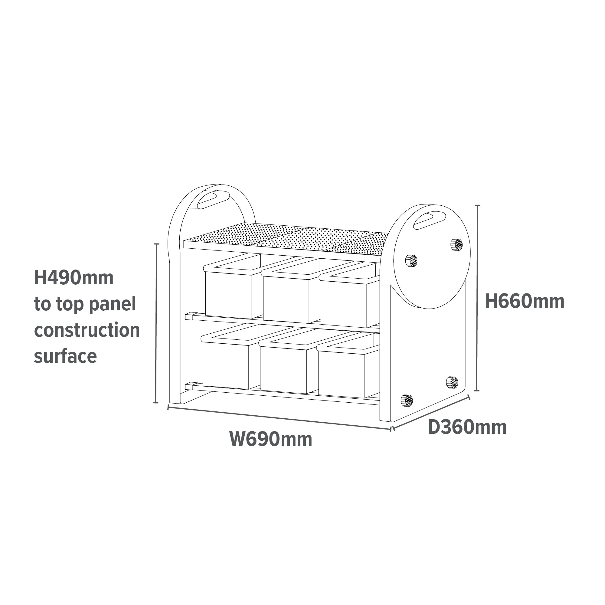 Children's 6-Bin Storage Organiser Unit with Construction Tabletop