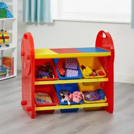 Children's 6-Bin Storage Organiser Unit with Construction Tabletop