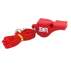 Ever Ready First Aid Safety Coach 3 Chamber Pealess Whistle with Matching Lanyard - Red