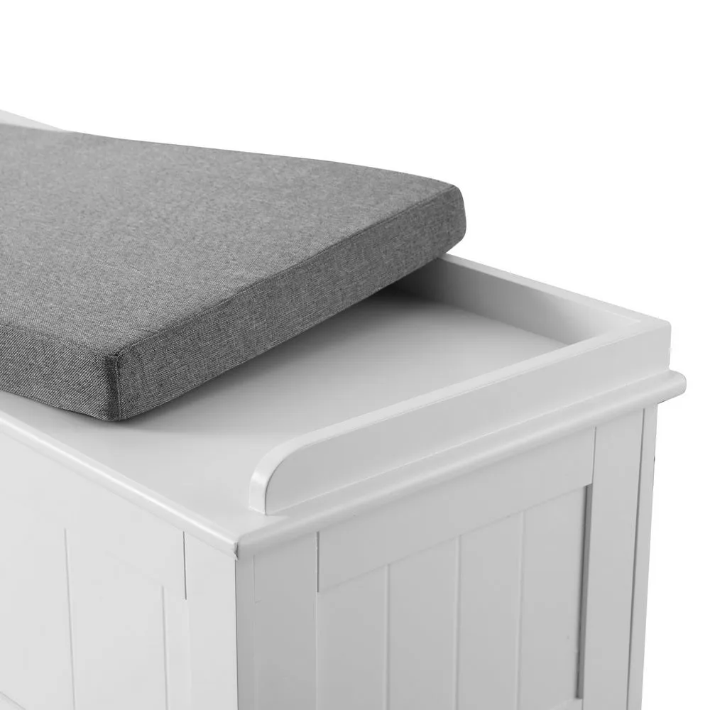 Fluted Grey Faux Linen Storage Ottoman 140cm - Artiss