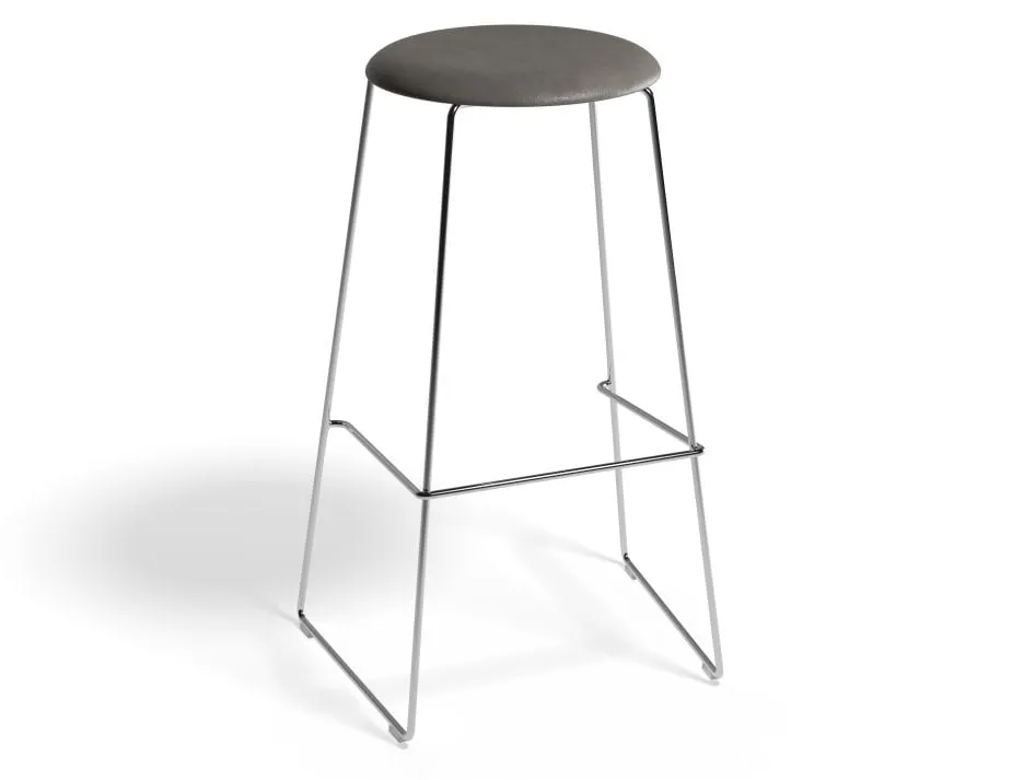 Hugo Bar Stool - Chrome - Vintage PU Seat - 77cm Round / Vintage Black PU Seat / Commercial