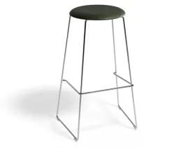 Hugo Bar Stool - Chrome - Vintage PU Seat - 77cm Round / Vintage Green PU Seat / Commercial