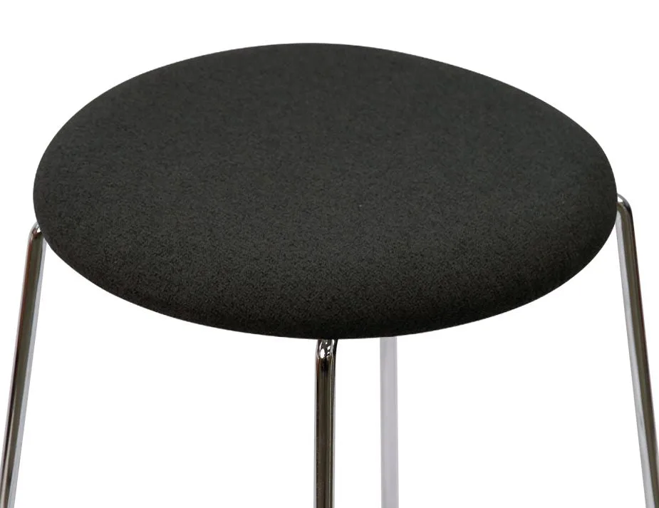 Hugo Low Stool - Chrome - Fabric Seat - 46cm Round / Light Grey Fabric Seat