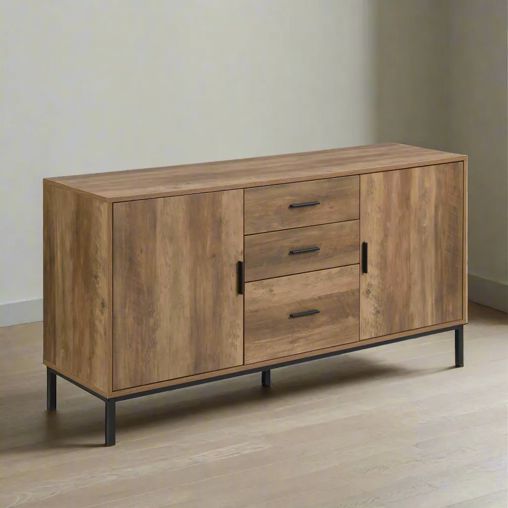 MerryLuk Bronx Sideboard Cabinet 2 Door 3 Drawer 140 cm