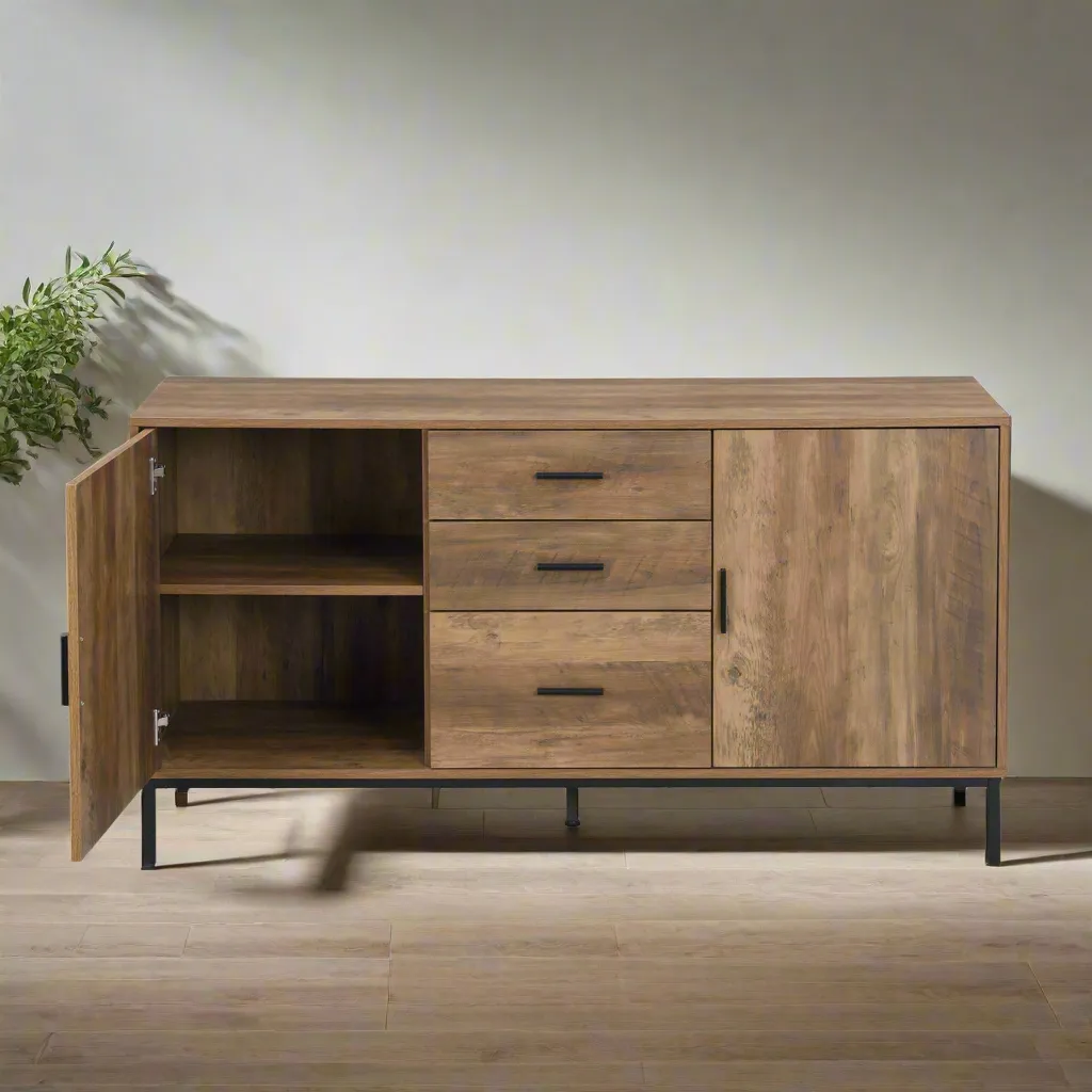 MerryLuk Bronx Sideboard Cabinet 2 Door 3 Drawer 140 cm