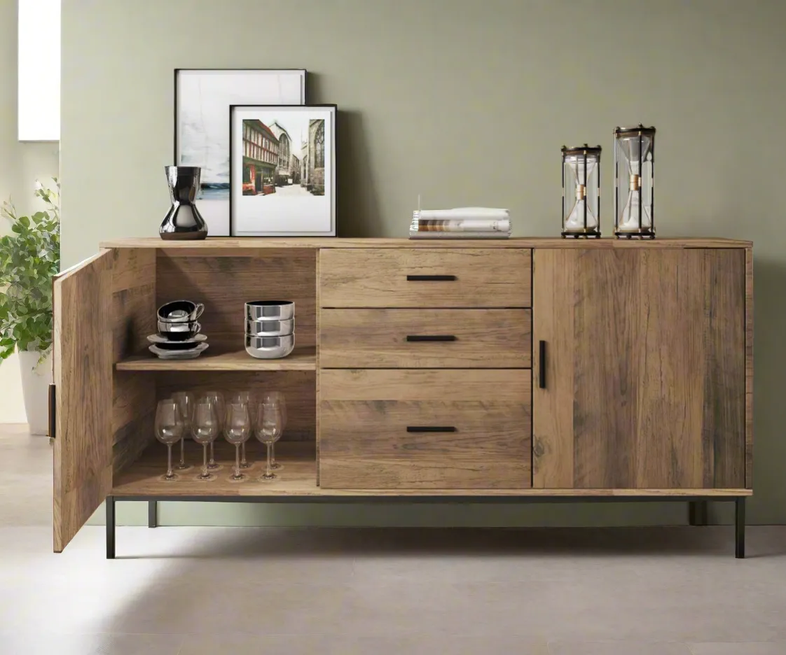 MerryLuk Bronx Sideboard Cabinet 2 Door 3 Drawer 140 cm