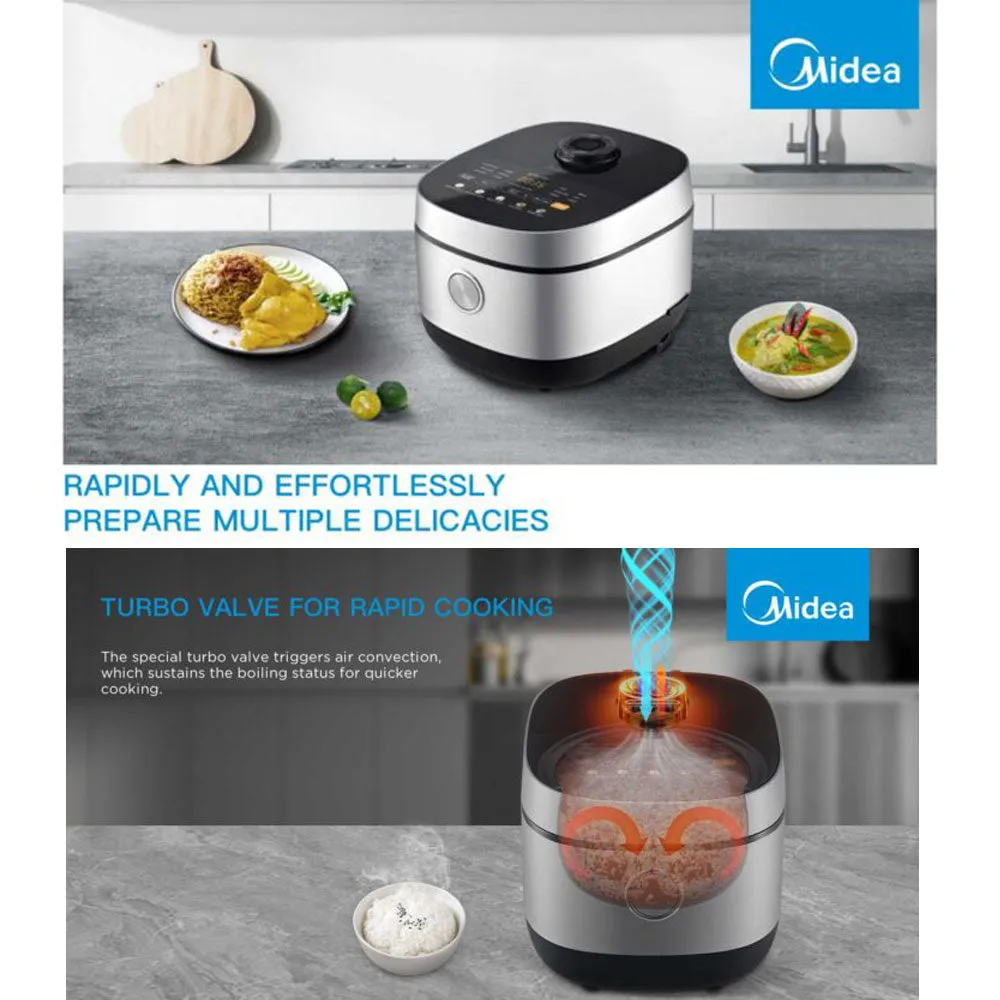 Midea 5L Rice Cooker Electric Heating Rice Cooker Non-Stick Inner Pot Keep Warm LED display Inner Pot MB-FS5021W-K