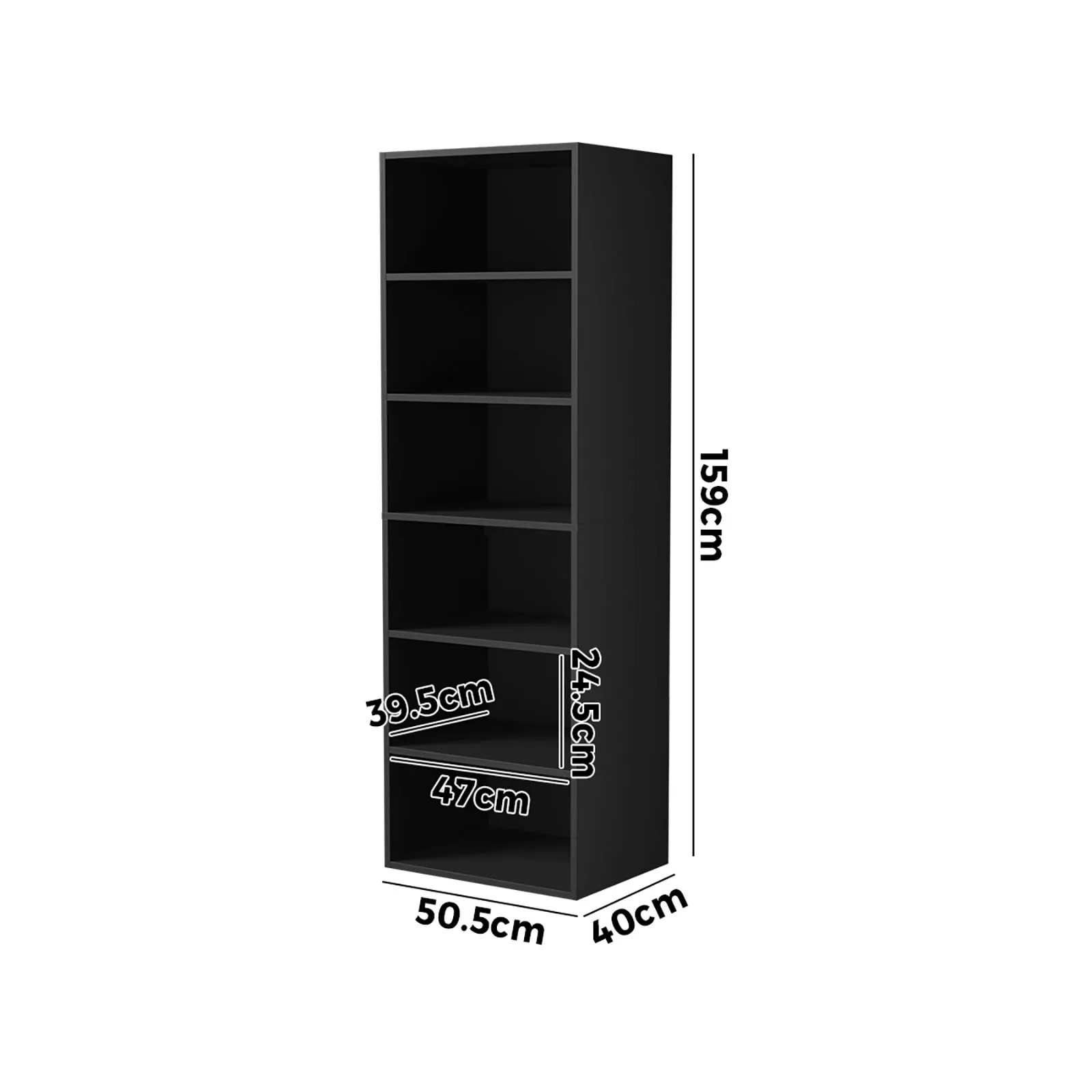 Oikiture Wardrobe Shelf Unit Clothes Storage Cabinet 6 Shelves Organiser Black