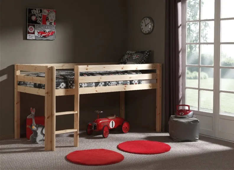 Pino Natural Wood Mid Sleeper W/Optional Slide & Curtain