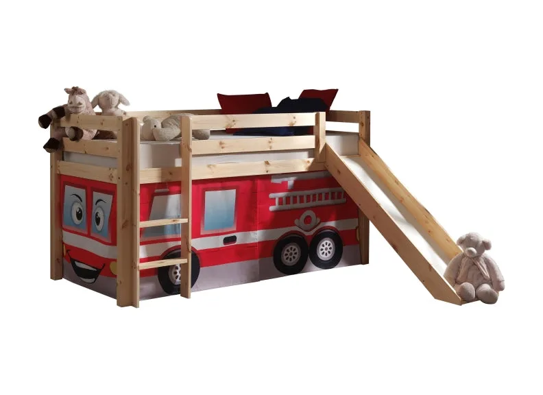 Pino Natural Wood Mid Sleeper W/Optional Slide & Curtain