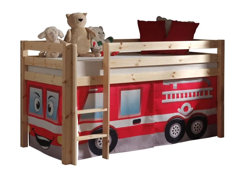 Pino Natural Wood Mid Sleeper W/Optional Slide & Curtain