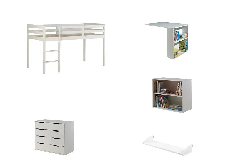 Pino White Mid Sleeper W/Furniture